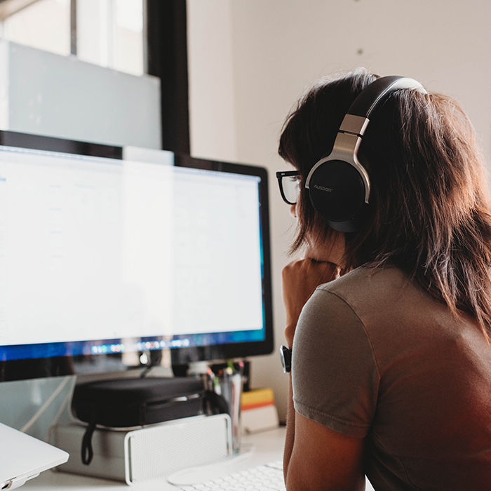 Developer working at desk